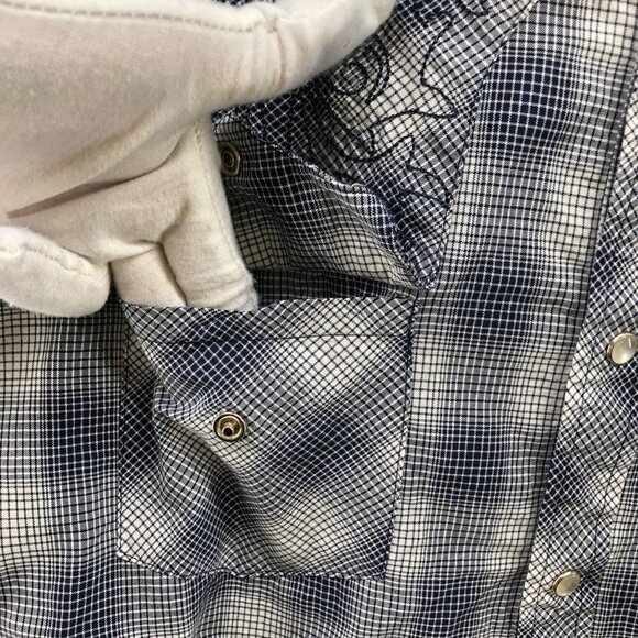 R-Vintage Mens Western Pearl Snap Button Embroidered Shirt Size XXL Blue Cowboy - Picture 4 of 9
